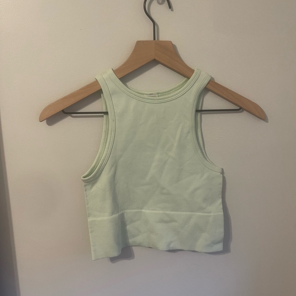 Green cropped tank top